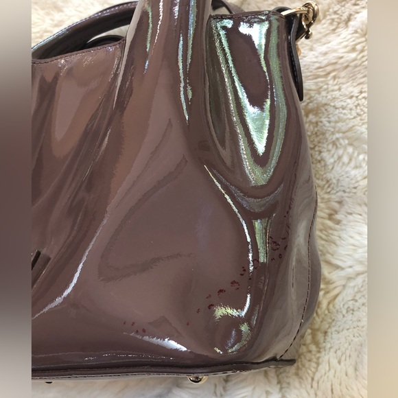 Dooney & Bourke Patent Leather Small Brenna Satchel Dark Brown Strap - Picture 13 of 15